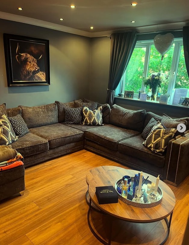 Plush grey lounge, freshly cleaned